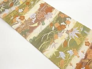 唐織横段に松竹梅・短冊模様織出し袋帯